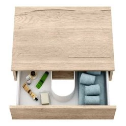 Arezzo Wall Hung Countertop Basin Shelf with Drawer - Rustic Oak - 600 x 450mm -Arezzo Bathroom Furniture Shop ABCTOK6 d4 460