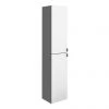 Arezzo Matt Grey Mirrored Wall Hung Tall Storage Cabinet with Matt Black Handles