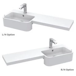 Arezzo 1000 Matt Grey Semi-Recessed Round Combination Vanity Unit (Brushed Brass Flush & Handles) -Arezzo Bathroom Furniture Shop AZ10GBB d5 460