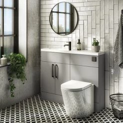 Arezzo 1100 Matt Grey Slimline Combination Vanity Unit (Matt Black Flush & Handles)