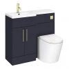 Arezzo 1000 Matt Blue Combination Furniture Pack (Brushed Brass Flush & Handles)