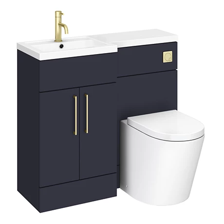 Arezzo 1000 Matt Blue Combination Furniture Pack (Brushed Brass Flush & Handles) 1 Arezzo 1000 Matt Blue Combination Furniture Pack (Brushed Brass Flush & Handles)