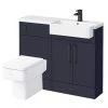Arezzo 1100 Matt Blue Semi-Recessed Square Combination Vanity Unit (Matt Black Flush & Handles)