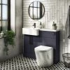 Arezzo 1100 Matt Blue Semi-Recessed Round Combination Vanity Unit (Matt Black Flush & Handles)