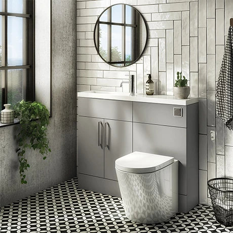 Arezzo 1100 Matt Grey Slimline Combination Vanity Unit (Chrome Flush & Handles) 1 Arezzo 1100 Matt Grey Slimline Combination Vanity Unit (Chrome Flush & Handles)