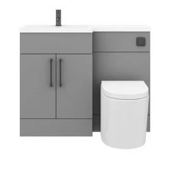 Arezzo 1100 Matt Grey Combination Furniture Pack (Matt Black Flush & Handles) -Arezzo Bathroom Furniture Shop AZ11LGMB d6 460