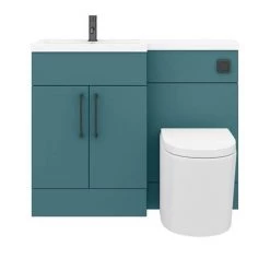 Arezzo 1100 Matt Green Combination Furniture Pack (Matt Black Flush & Handles) -Arezzo Bathroom Furniture Shop AZ11LGNMB d6 460