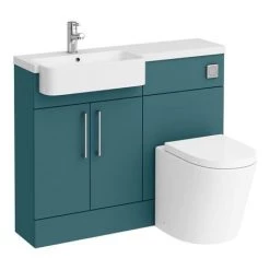 Arezzo 1100 Matt Green Semi-Recessed Round Combination Vanity Unit (Chrome Flush & Handles) -Arezzo Bathroom Furniture Shop AZ11TGCH n d6 460