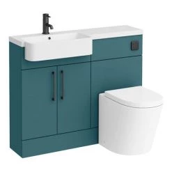 Arezzo 1100 Matt Green Semi-Recessed Round Combination Vanity Unit (Matt Black Flush & Handles) 11 Arezzo 1100 Matt Green Semi-Recessed Round Combination Vanity Unit (Matt Black Flush & Handles) -Arezzo Bathroom Furniture Shop AZ11TGMB n d6 460