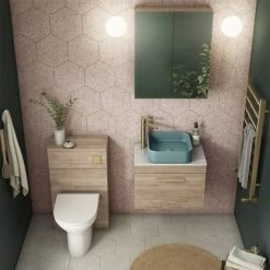 Arezzo 500 Rustic Oak WC Unit with Cistern + Modern Pan -Arezzo Bathroom Furniture Shop AZ5WCOK d4 460