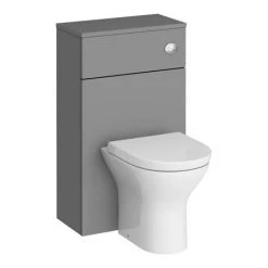 Arezzo 600 Grey Floor Standing Unit with Black Rectangular Counter Top Basin + Toilet Pack -Arezzo Bathroom Furniture Shop AZ6GBKCTP2 N D4 460
