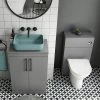 Arezzo 600 Grey Floor Standing Unit with Green Rectangular Counter Top Basin + Toilet Pack