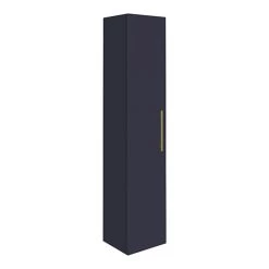 Arezzo Wall Hung Tall Storage Cabinet - Matt Blue - with Industrial Style Brushed Brass Handle