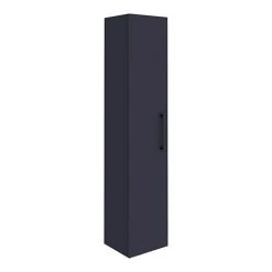 Arezzo Matt Blue Wall Hung Tall Storage Cabinet with Matt Black Handle