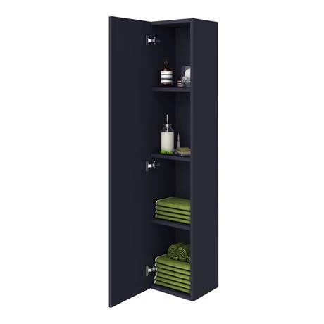 Arezzo Wall Hung Tall Storage Cabinet - Matt Blue - with Industrial Style Chrome Handle 4 Arezzo Wall Hung Tall Storage Cabinet - Matt Blue - with Industrial Style Chrome Handle - Image 4