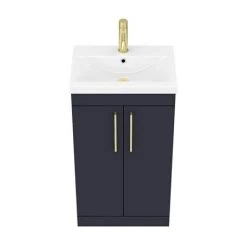 Arezzo 500 Matt Blue Floor Standing Vanity Unit with Brushed Brass Handles 11 Arezzo 500 Matt Blue Floor Standing Vanity Unit with Brushed Brass Handles -Arezzo Bathroom Furniture Shop AZB5FSVBB D5 460 1