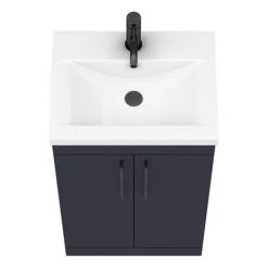 Arezzo 500 Matt Blue Floor Standing Vanity Unit with Matt Black Handles -Arezzo Bathroom Furniture Shop AZB5FSVBK D5 460
