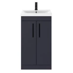Arezzo 500 Matt Blue Floor Standing Vanity Unit with Matt Black Handles -Arezzo Bathroom Furniture Shop AZB5FSVBK d3 460