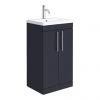 Arezzo Floor Standing Vanity Unit - Matt Blue - 500mm with Industrial Style Chrome Handles