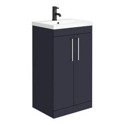 Arezzo 500 Matt Blue Floor Standing Vanity Unit with Chrome Handles