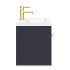 Arezzo 500 Matt Blue Wall Hung 1-Drawer Vanity Unit with Brushed Brass Handle -Arezzo Bathroom Furniture Shop AZB5WHVBB n d4 460