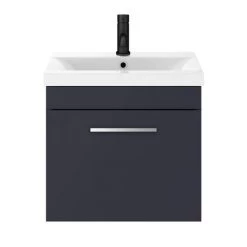 Arezzo 500 Matt Blue Wall Hung 1-Drawer Vanity Unit with Chrome Handle -Arezzo Bathroom Furniture Shop AZB5WHVCH ND3 460