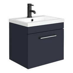 Arezzo 500 Matt Blue Wall Hung 1-Drawer Vanity Unit with Chrome Handle