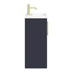 Arezzo Floor Standing Vanity Unit - Matt Blue - 600mm with Industrial Style Brushed Brass Handles -Arezzo Bathroom Furniture Shop AZB6FSVBBIS D5 460
