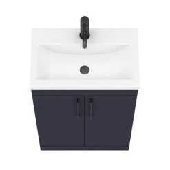 Arezzo 600 Matt Blue Floor Standing Vanity Unit with Matt Black Handles -Arezzo Bathroom Furniture Shop AZB6FSVBK d6 460