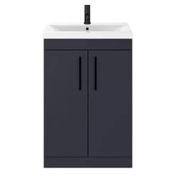 Arezzo 600 Matt Blue Floor Standing Vanity Unit with Matt Black Handles -Arezzo Bathroom Furniture Shop AZB6FSVBK nd2 460