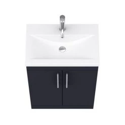 Arezzo Floor Standing Vanity Unit - Matt Blue - 600mm with Industrial Style Chrome Handles -Arezzo Bathroom Furniture Shop AZB6FSVCHIS n d5 460