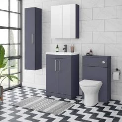 Arezzo 600 Matt Blue Floor Standing Vanity Unit with Chromes Handles -Arezzo Bathroom Furniture Shop AZB6FSVCH d4 460