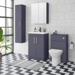 Arezzo 600 Matt Blue Floor Standing Vanity Unit with Rose Gold Handles 9 Arezzo 600 Matt Blue Floor Standing Vanity Unit with Rose Gold Handles -Arezzo Bathroom Furniture Shop AZB6FSVRG d3 460