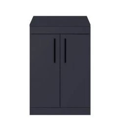Arezzo Floor Standing Countertop Vanity Unit - Matt Blue - 600mm with Matt Black Handles -Arezzo Bathroom Furniture Shop AZB6FSWBK nd1 460