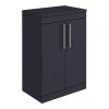 Arezzo Floor Standing Countertop Vanity Unit - Matt Blue - 600mm with Industrial Style Chrome Handles