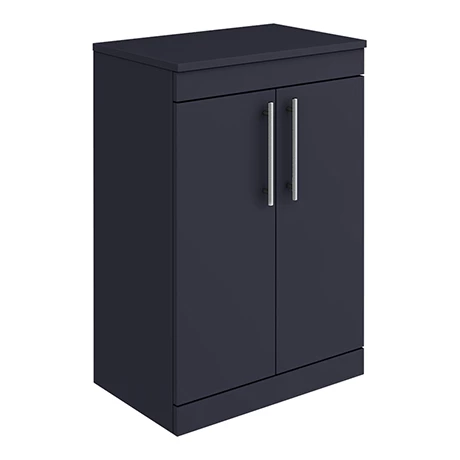Arezzo Floor Standing Countertop Vanity Unit - Matt Blue - 600mm with Industrial Style Chrome Handles 1 Arezzo Floor Standing Countertop Vanity Unit - Matt Blue - 600mm with Industrial Style Chrome Handles