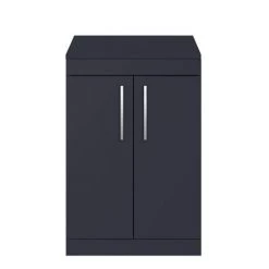 Arezzo Floor Standing Countertop Vanity Unit - Matt Blue - 600mm with Chrome Handles -Arezzo Bathroom Furniture Shop AZB6FSWCH nd1 460