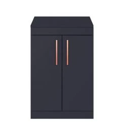 Arezzo Floor Standing Countertop Vanity Unit - Matt Blue - 600mm with Rose Gold Handles -Arezzo Bathroom Furniture Shop AZB6FSWRG d3 460