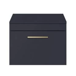 Arezzo Wall Hung Countertop Vanity Unit - Matt Blue - 600mm with Brushed Brass Handle -Arezzo Bathroom Furniture Shop AZB6WHWBB d2 460