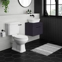 Arezzo Wall Hung Countertop Vanity Unit - Matt Blue - 600mm with Industrial Style Black Handle 5 Arezzo Wall Hung Countertop Vanity Unit - Matt Blue - 600mm with Industrial Style Black Handle -Arezzo Bathroom Furniture Shop AZB6WHWBKIS d2 460