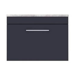 Arezzo Wall Hung Countertop Vanity Unit - Matt Blue - 600mm with Grey Worktop & Chrome Handle -Arezzo Bathroom Furniture Shop AZB6WHWCHG d5 460