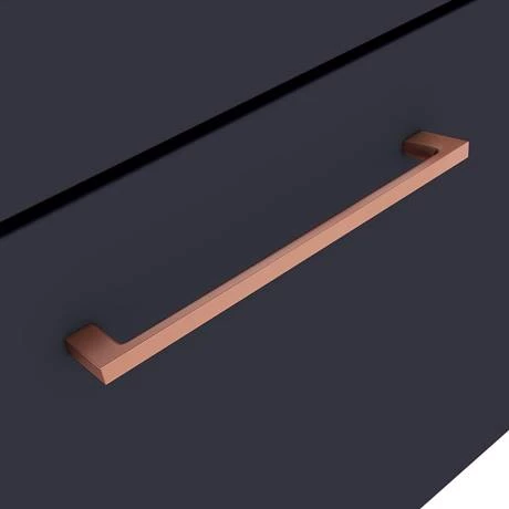 Arezzo Wall Hung Countertop Vanity Unit - Matt Blue - 600mm with Rose Gold Handle 2 Arezzo Wall Hung Countertop Vanity Unit - Matt Blue - 600mm with Rose Gold Handle - Image 2
