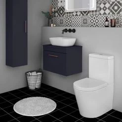 Arezzo Wall Hung Countertop Vanity Unit - Matt Blue - 600mm with Rose Gold Handle 7 Arezzo Wall Hung Countertop Vanity Unit - Matt Blue - 600mm with Rose Gold Handle -Arezzo Bathroom Furniture Shop AZB6WHWRG d3 460