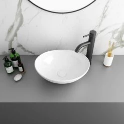 Arezzo Countertop Basin Unit - Blue with Black Handles - 600mm inc. Basin -Arezzo Bathroom Furniture Shop AZBFSMB410 d4 460