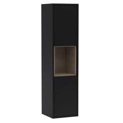 Arezzo Senza 1400mm Matt Black / Vicenza Oak Wall Hung Tall Unit