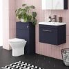 Arezzo Blue Wall Hung Sink Vanity Unit + Toilet Package with Rose Gold Handle