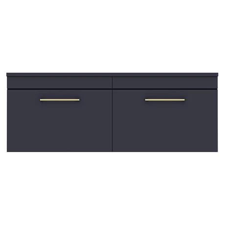 Arezzo Matt Blue Wall Hung Double Countertop Vanity Unit (1200mm w. Brushed Brass Handles) 4 Arezzo Matt Blue Wall Hung Double Countertop Vanity Unit (1200mm w. Brushed Brass Handles) - Image 4