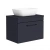 Arezzo Wall Hung Countertop Basin Unit - Blue with Black Handle - 600mm inc. Basin