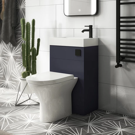 Arezzo Matt Blue 2-In-1 Wash Basin & Toilet (500mm Wide x 300mm) incl. Black Flush 1 Arezzo Matt Blue 2-In-1 Wash Basin & Toilet (500mm Wide x 300mm) incl. Black Flush