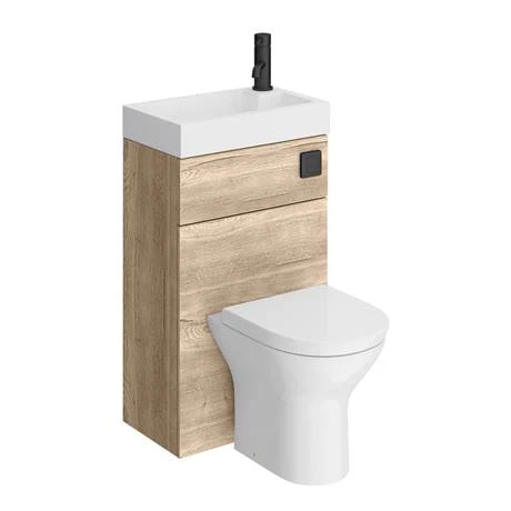 Arezzo Rustic Oak 2-In-1 Wash Basin & Toilet (500mm Wide x 300mm) incl. Black Flush 5 Arezzo Rustic Oak 2-In-1 Wash Basin & Toilet (500mm Wide x 300mm) incl. Black Flush - Image 5